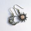 Trend Bohemia Style Sun and Moon Earring Silver Color Inlaid with Natural Stones Hook Dangle Earrings Women Party