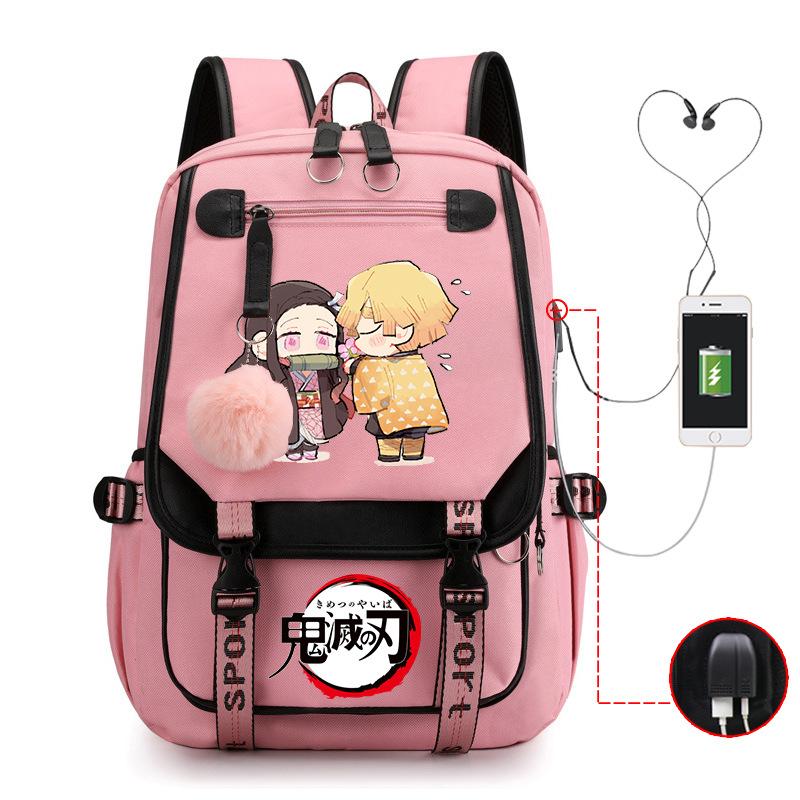 Ghost Annihilation Blade Grade 3-6 Junior High School Student High School Student School Bag Strap USB Multifunctional Backpack