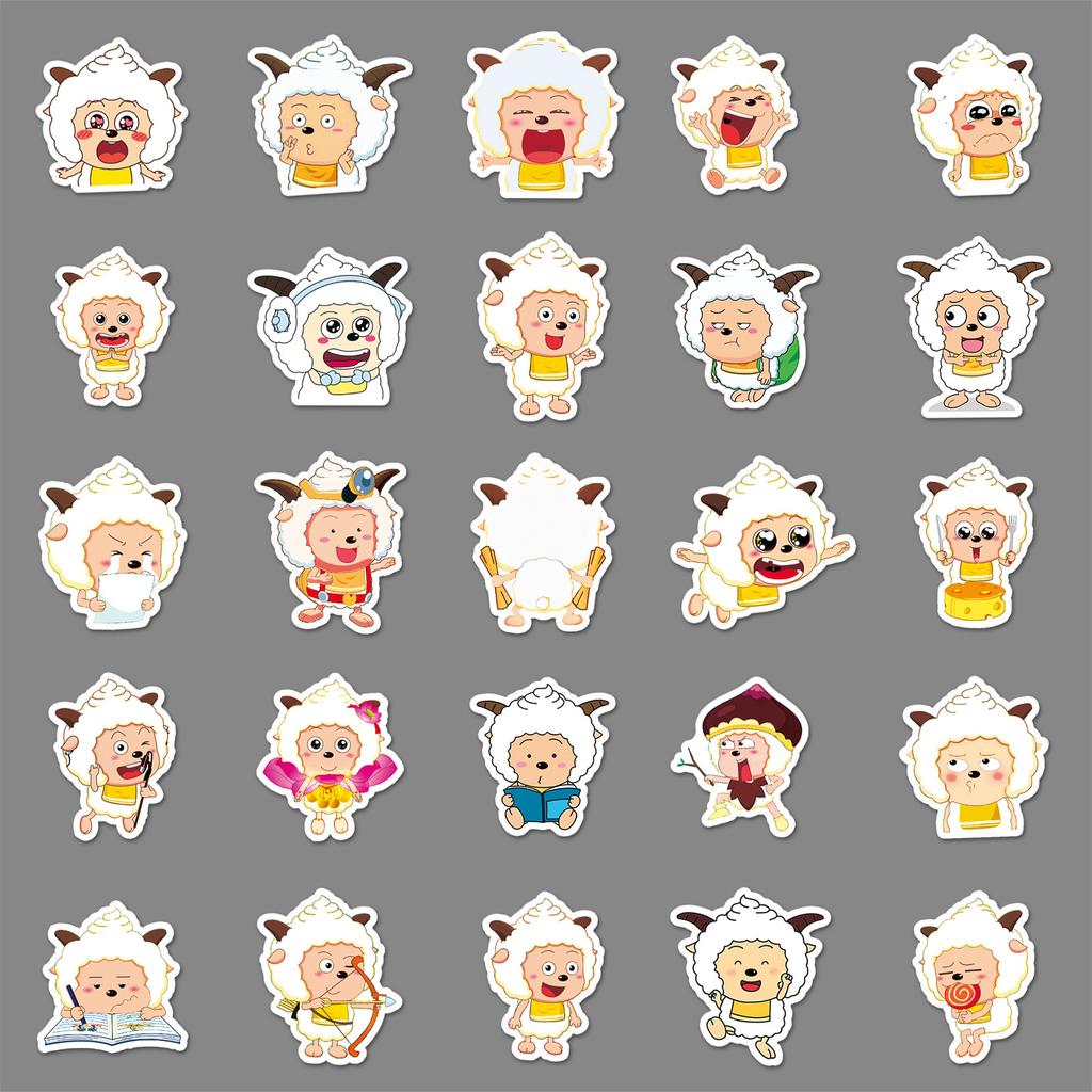 52 Pictures of Lazy Sheep Personality Cartoon Cute Characters Decorate Water Cup Mobile Phone Case Computer Graffiti Stickers