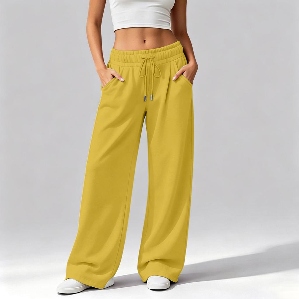 Women's Casual Loose Fit Wide Leg Pants with Pockets Comfortable Winter Long Trousers