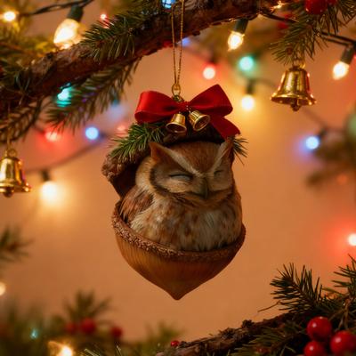 2D Forest Animal Acorn Ornaments Cozy Pine Cone Animal Christmas Ornaments Woodland Creature Acrylic Hanging Decoration for Home Party Decor