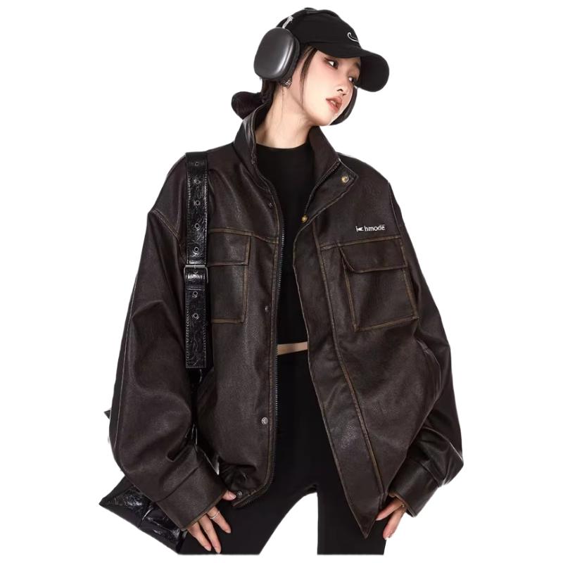 Женская куртка ICH MODE в американском стиле Мелард из искусственной кожи XL