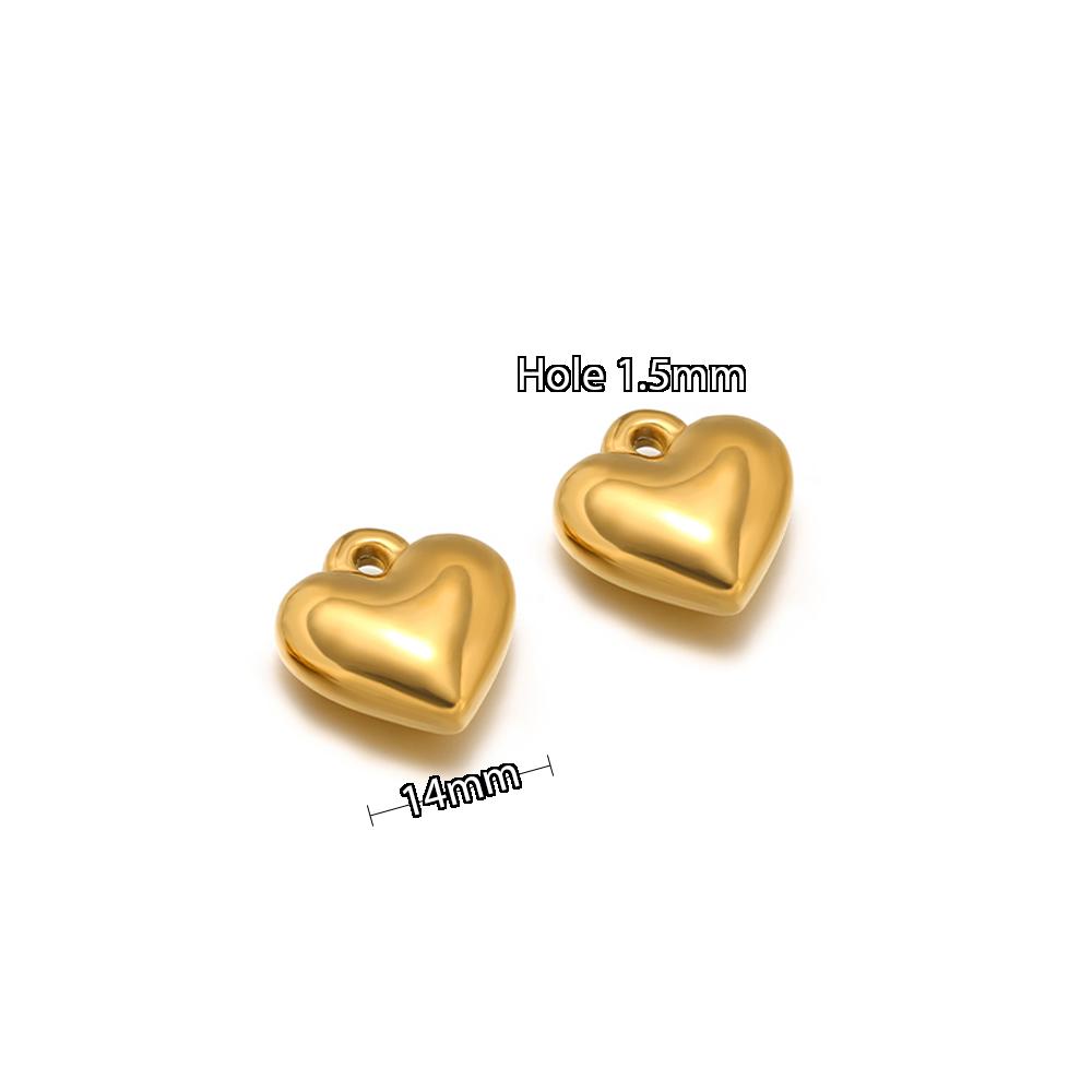 5pcs Stainless Steel New Fashion Three-dimensional Heart Charms Pendants PVD Gold Plated Necklace Homemade Bracelet DIY Jewelry