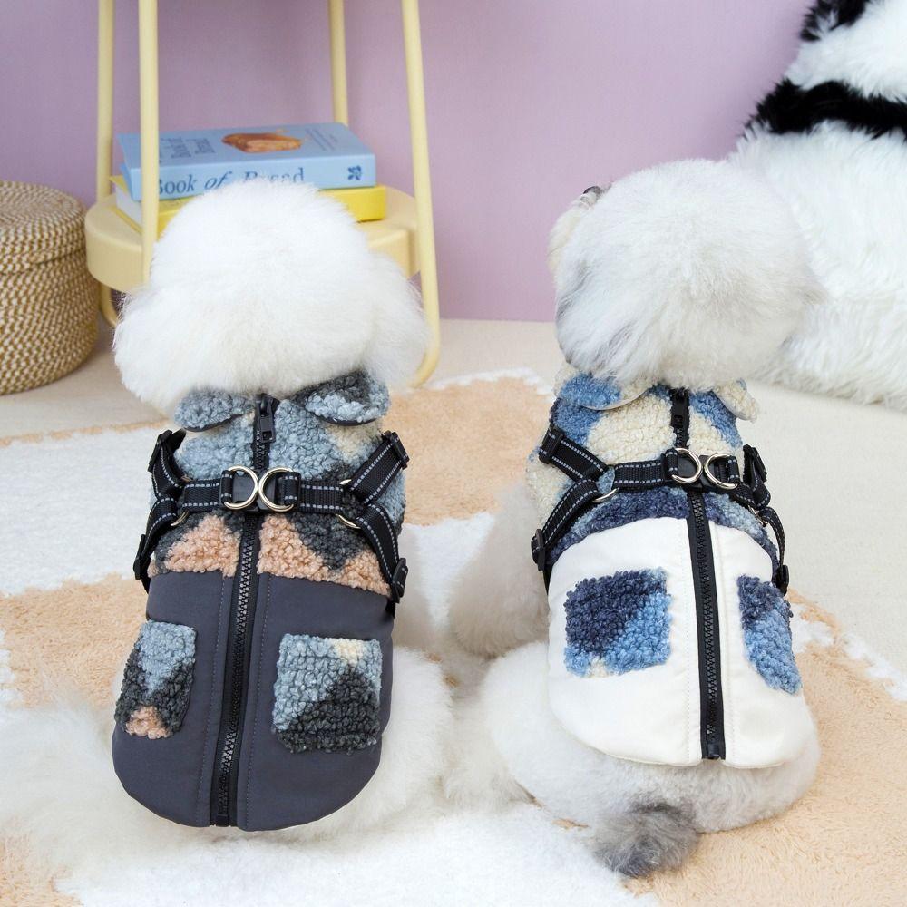 Dog Apparel Warm Dog Jacket Built-In Chest Straps Thickened Dog Vest Comfortable Windproof Puppy Coat Training