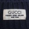 Great GUCCI Knit Cap Hat with Logo Patch Navy Wool Mens M 759059 Used
