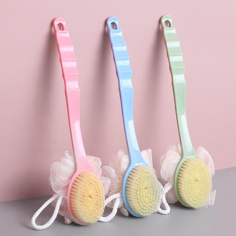 Double-Sided Two-In-One Long-Handled Bath Brush With Bath Ball, Bath Brush, Soft-Bristled Massage Bath Brush, Rubbing Bath Brush