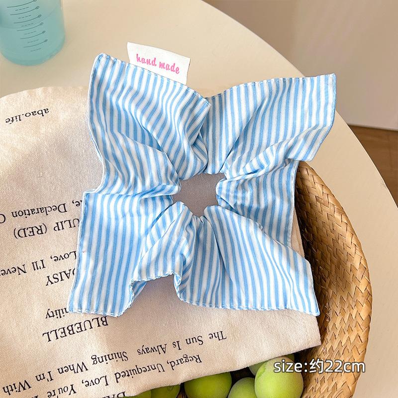 Blue plaid square towel large intestine hair band women's ball head hair rope headrope small fresh rubber band headdress