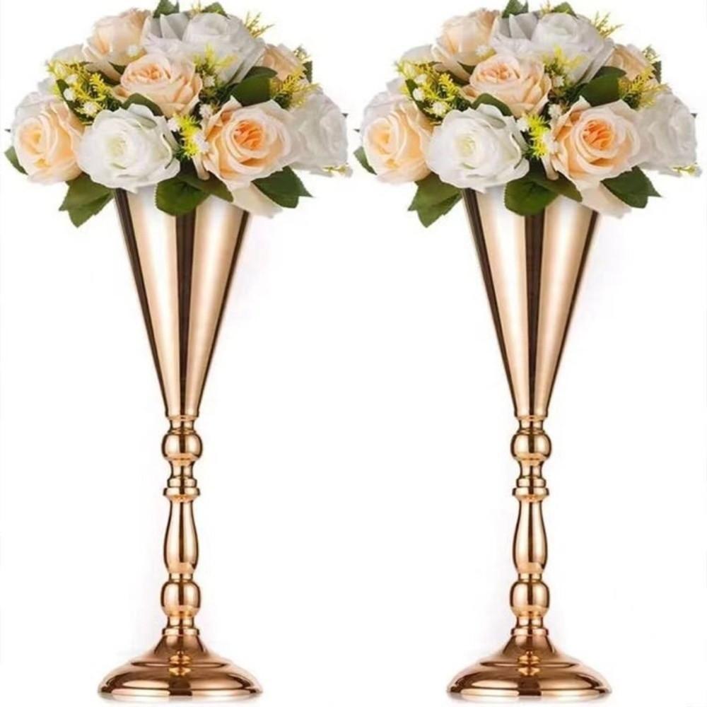 Golden Silver Metal Vases European Style Centerpiece Vases Candle Holder  Home Wedding Decor