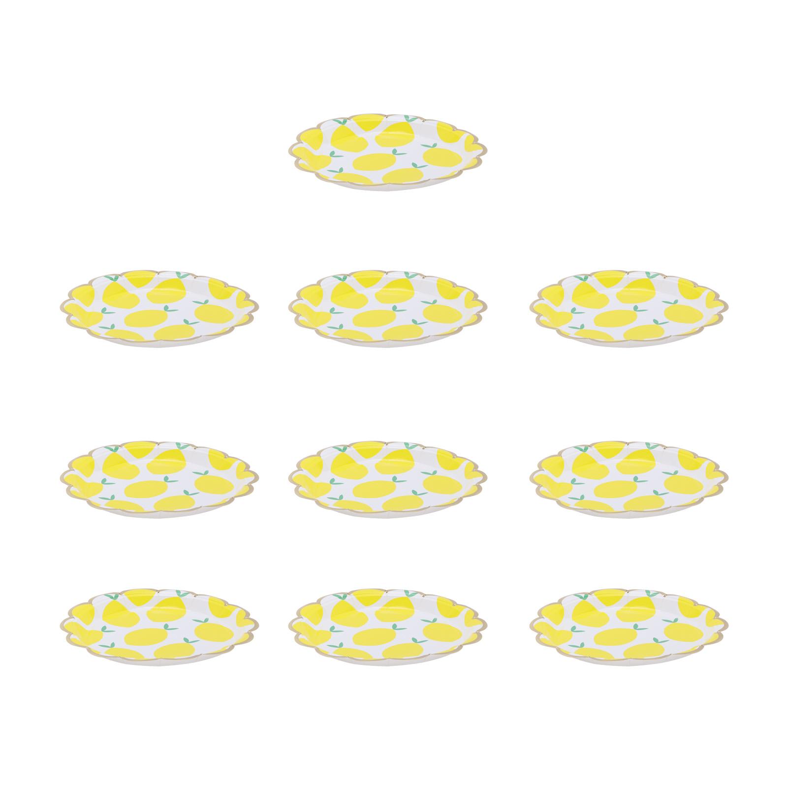 

10 шт. Тарелки на день рождения Практичные Удобные Милые с лимонным узором Одноразовая посуда для вечеринки