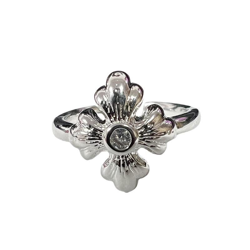 Fashion Light Luxury Iris Cross Open Ring Femininity High Sense Niche Design Exquisite Ring