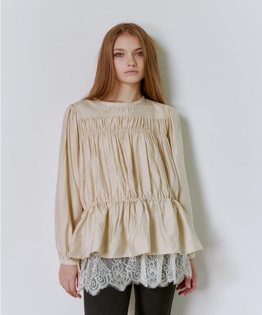 GANISONG Romantic Layered Blouse_Beige