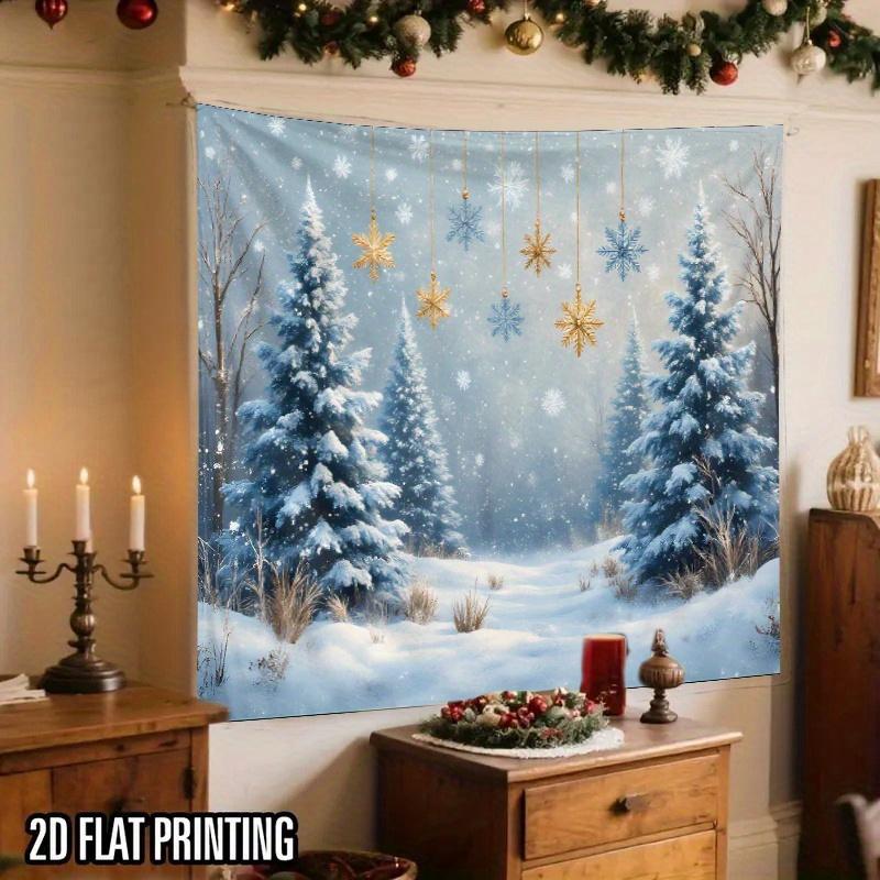 Winter Snowy Forest Wall Hanging Tapestry  Christmas Tree Wall Hanging Tree Wall Hanging Gorgeous Christmas Tree Fireplace Gifts