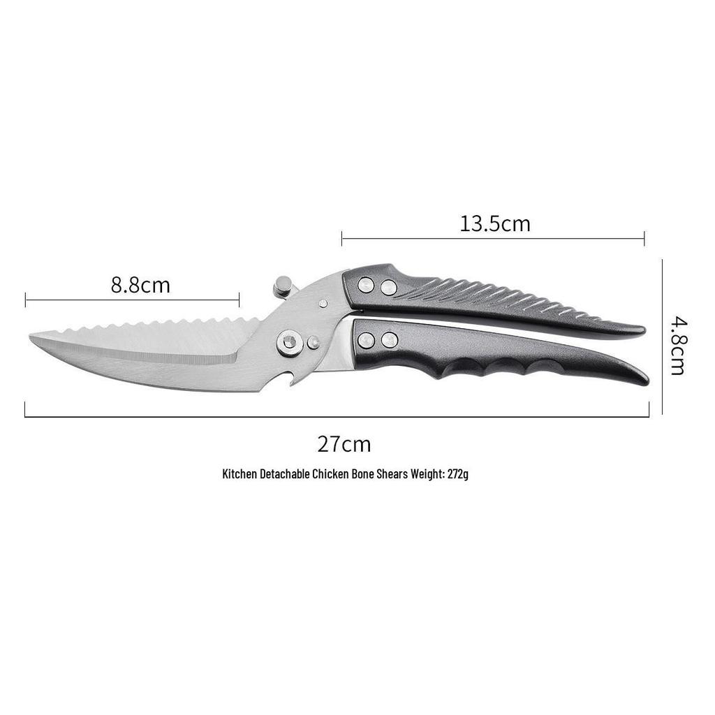 All-Stainless Steel Multi-Functional Kitchen Shears for Chicken, Duck, and Fish