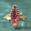Vintage Inlaid Red CZ Women's Ring Ethnic Gold Color Hand Carving Daily Wear Party Jewelry Anniversary Gift