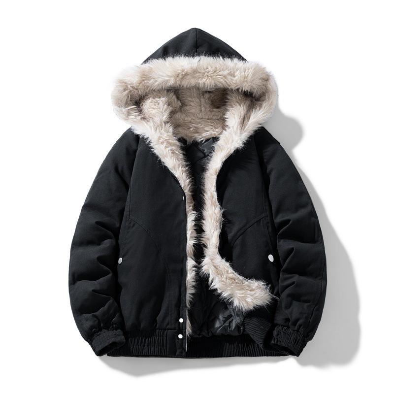 Unisex Thick Plush Vulture Hooded Cotton Winter Jacket