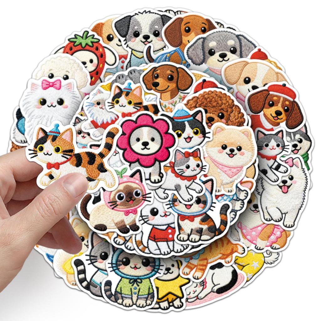 56 Cute Kawaii Cartoon Cat & Dog Stickers: Creative Decor for Water Cups, Refrigerators & Planners