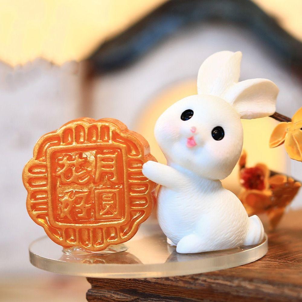 Cute Rabbit Mooncake Figurines Exquisite Micro Landscape Decoration  Mid-autumn Festival