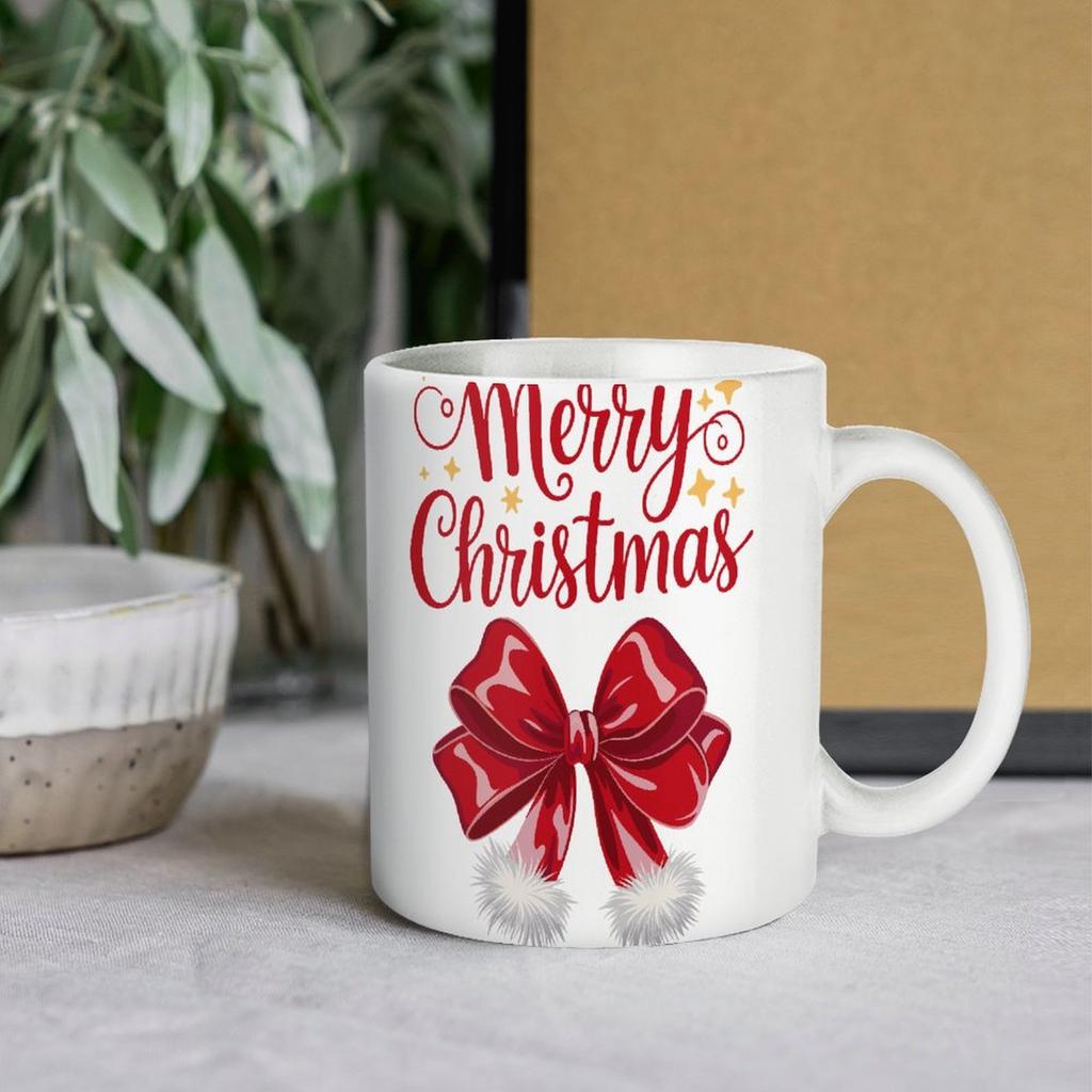 1pc 11oz Blank Ceramic Mug, Double-sided Printed Coffee Tea Cup, Glossy White Look, Ergonomic Handle, Kitchen-friendly, Ideal for Gifting