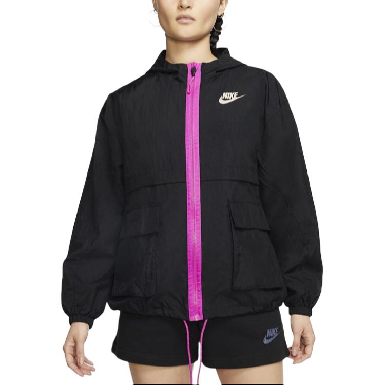 Nike Sportswear Jackets Women's Black/Black/Flame Pink Hooded Moderate Other DD2089-010