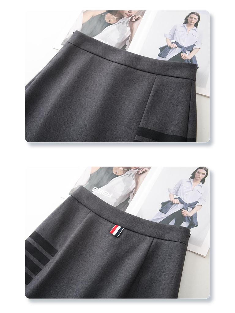 Women's Gray High-Waist A-Line Midi Skirt: Spring 2025 Elegant Bodycon Design