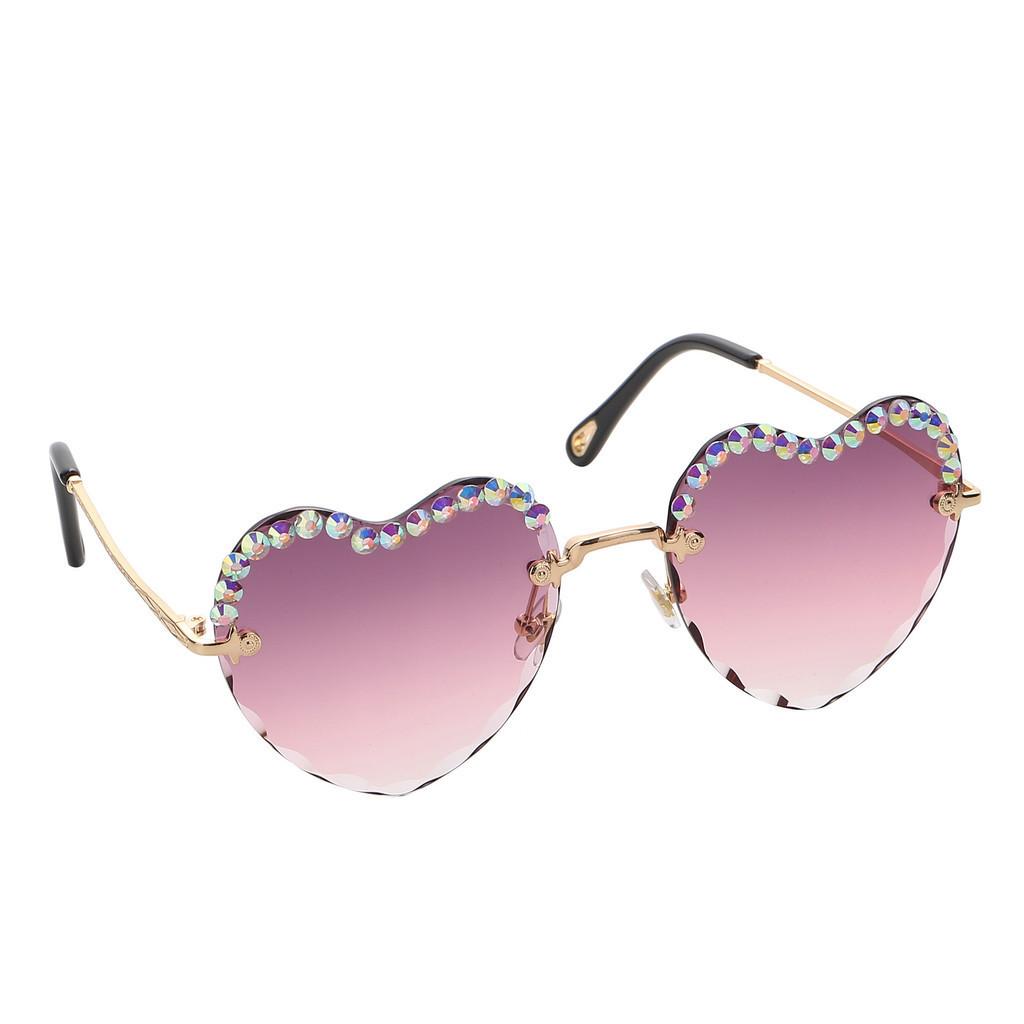 

2020 New Heart Diamond Gradient Peach Heart Sunglasses Women Fashion Shades Uv Protection Eyewear StyleA