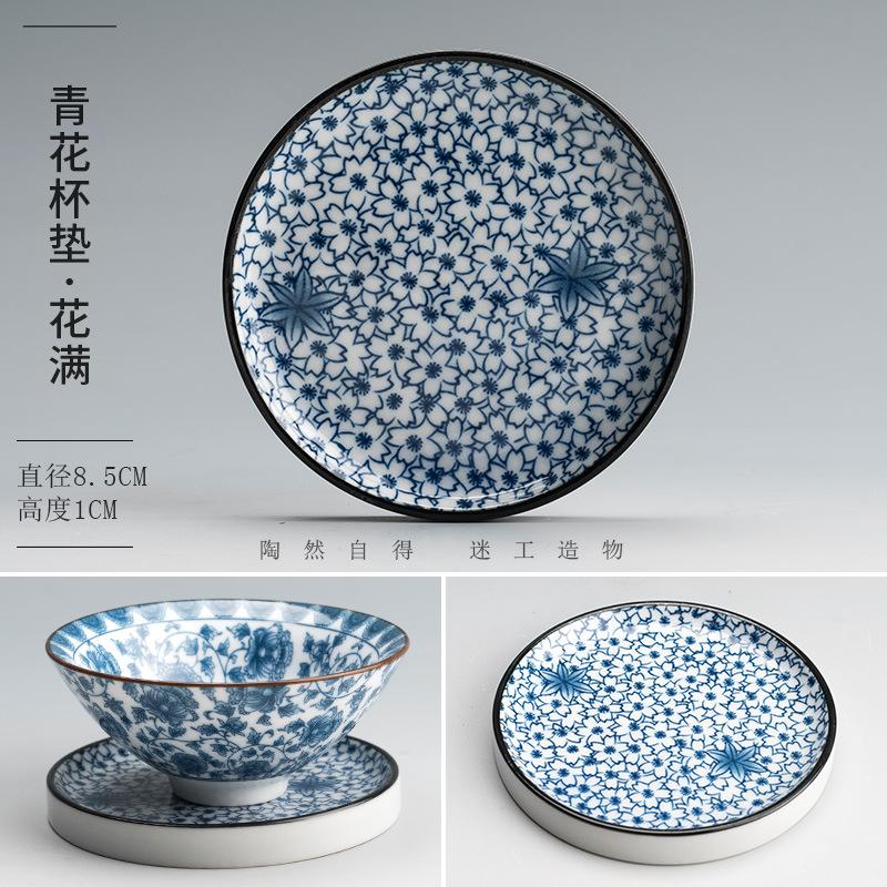 Retro Modrý a Bílý Porcelánový Jídelní Talíř Kulatý Talíř na Ovoce Keramická Vařicí Mísa Květinový Vzor Dezertní Talíř Kuchyňské Nádobí