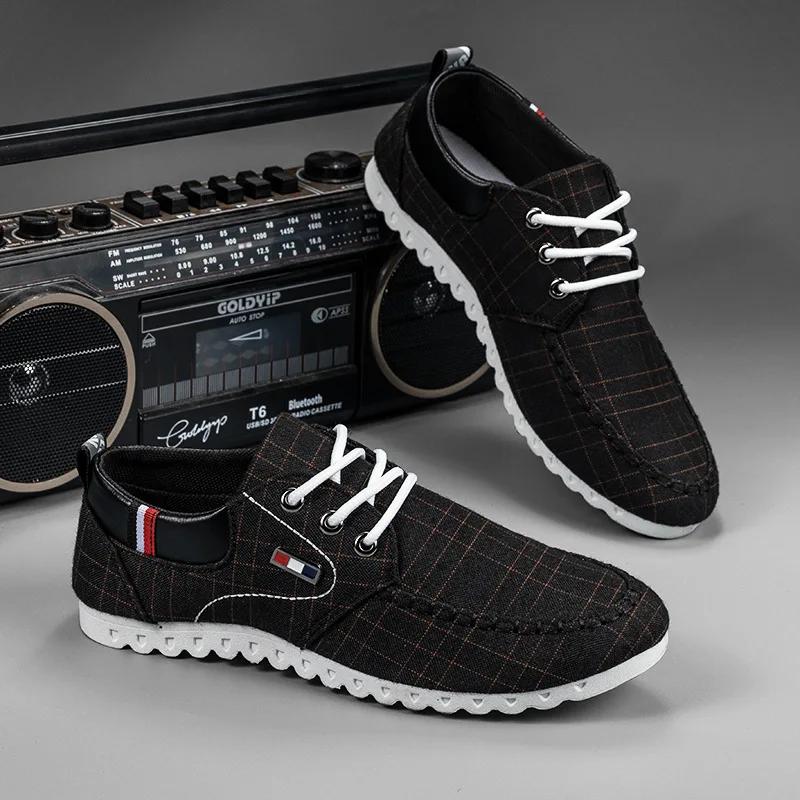Męskie buty płócienne Wygodne buty wulkanizowane Outdoor Casual Płaskie buty 2023 Nowe lekkie buty do chodzenia Zapatillas De Hombre