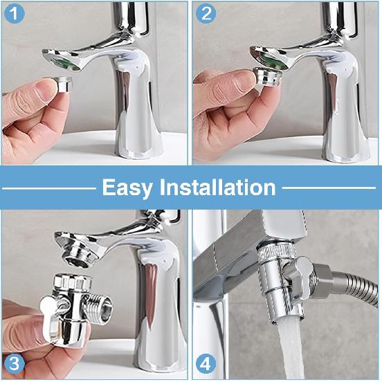 All Brass Faucet Diverter Valve with Aerator,Faucet Diverter Adapter for Sink Faucet Connection Shower Hose/Garden Hose/Portable Washing Machine