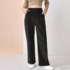Women Autumn Winter Wardrobe Staple Versatile Draped Cotton High-Waisted Straight-leg Pants