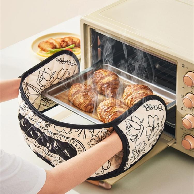 Long Fetter Oven Gloves Reinforced Heat Security Never Slip Outside for Baking Roasting Cooking
