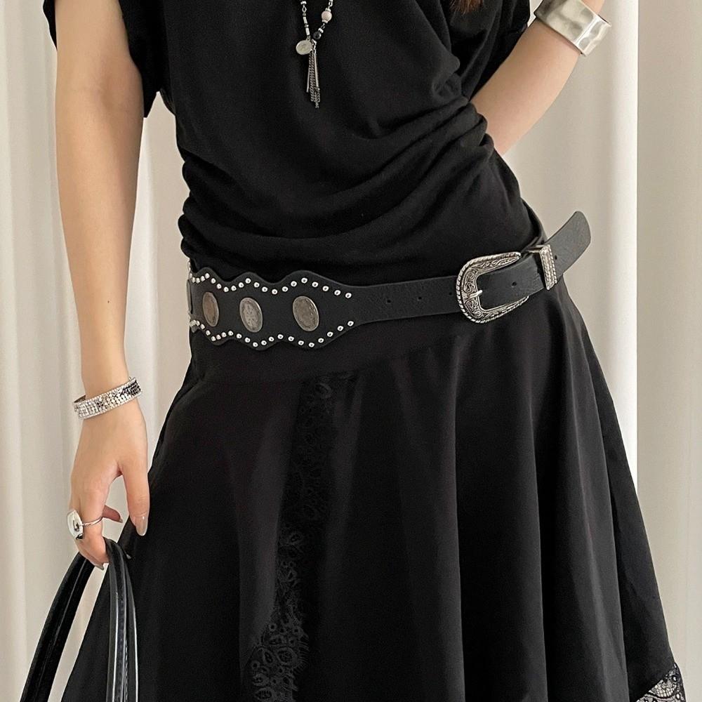 Vintage Damen Gürtel Niet Kleid Jeans Gürtel Vielseitiger Leder Taillengürtel Streetwear