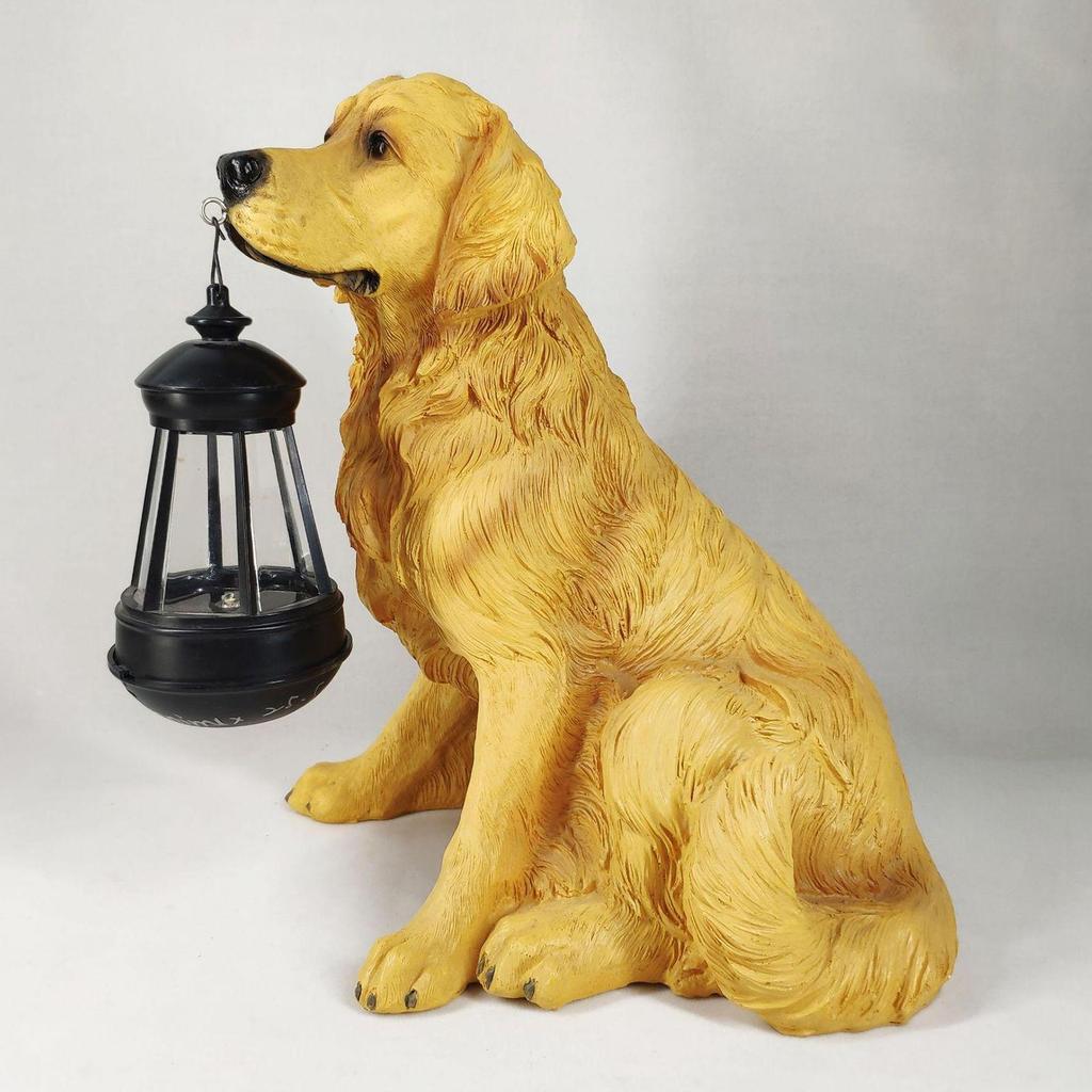 Garden Ornament with Illuminated Dogs Decorative Outdoor Lighting