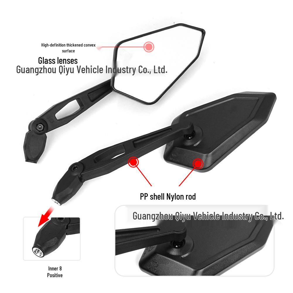 Universal Foldable Polygonal Rearview Mirror for Electric Motorcycles
