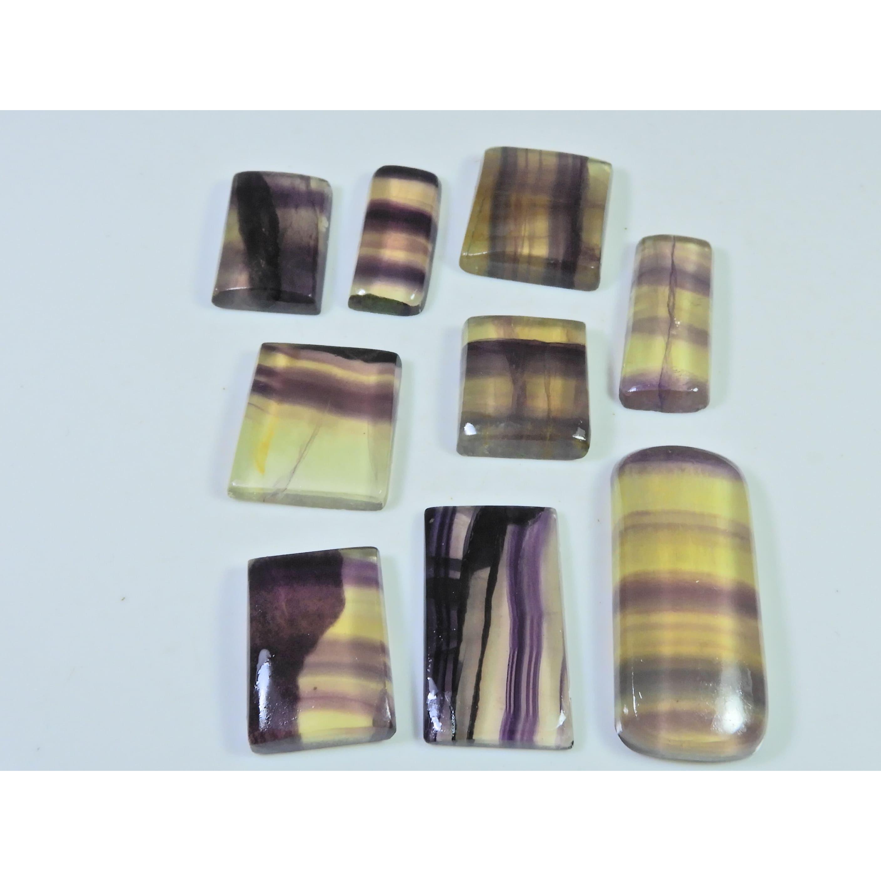 263Cts. Natural Rainbow Fluorite Octagon Cabochon Loose Gemstone 09 Pcs Lot C-917