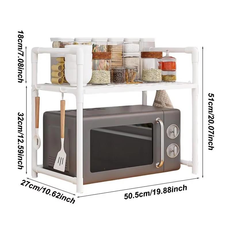 

Подставка для микроволновой печи, кухонная многоуровневая полка для духовки, кухонный органайзер для столешницы, регулируемая прочная полка для хранения с крючком