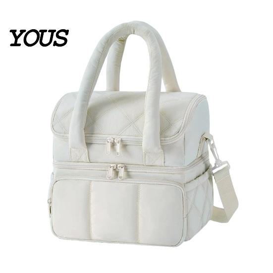 Fashionable Commuter Lunch Pouch Quilted Double Layer Insulated Bag, Lightweight Leakproof Thermal Box, Bag for Soup Storage Portable Large