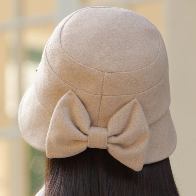 Autumn and Winter Hat Femininity Bucket Hat Bow Bucket Hat Casual Warm Basin Hat