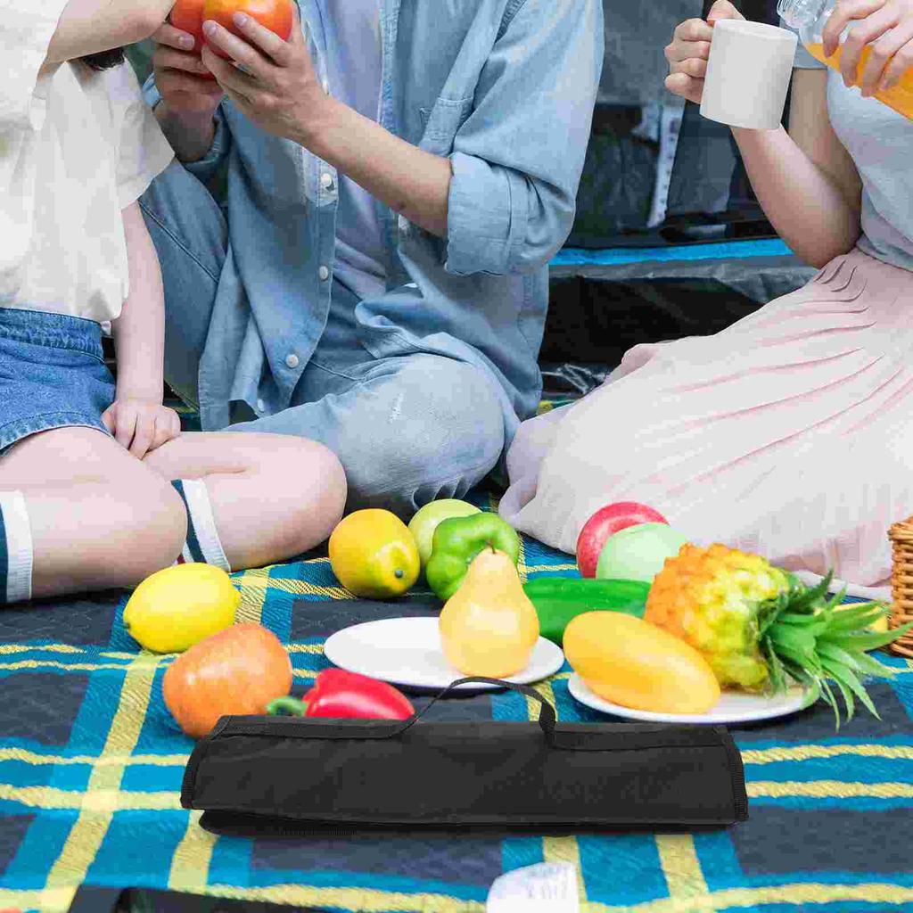 Black Oxford Cloth Waterproof Knife Storage Bag With Internal Partition Roll Case Kitchen Holder Cutlery Ganizer Travel