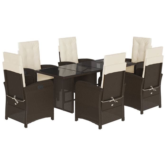 VidaXL Garden Dining Set with Cushions 7 Pcs, Table and Chairs with Adjustable Backrest, Outdoor Patio Furniture 3212254