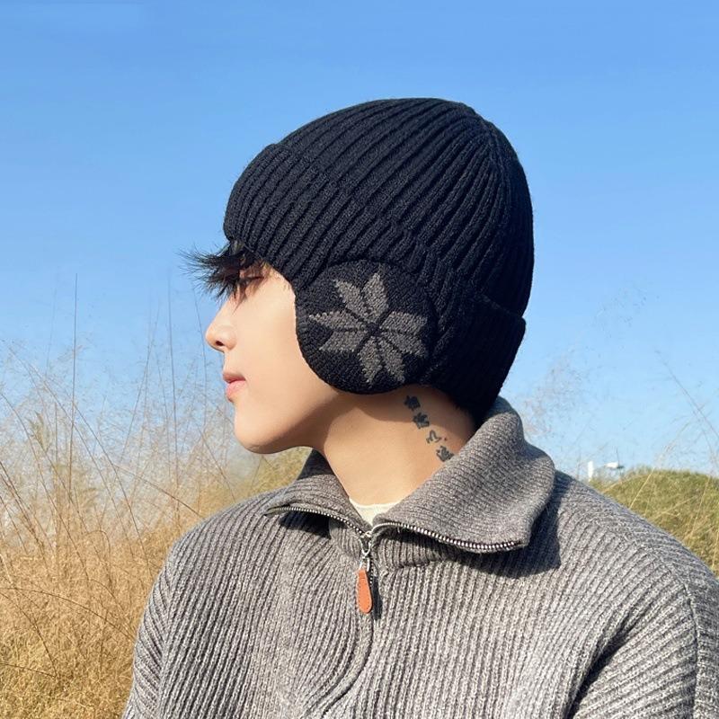 Hat Men's winter ear protection hat Cycling warm cold hat Big head circumference wool hat Women's bag head fleece knitted hat Men's
