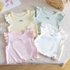 Girls' Vest Summer Bowknot Children's T-shirt Lace Sleeves Tops Versatile Korean Version Trendy Toddler Kids Casual Tees