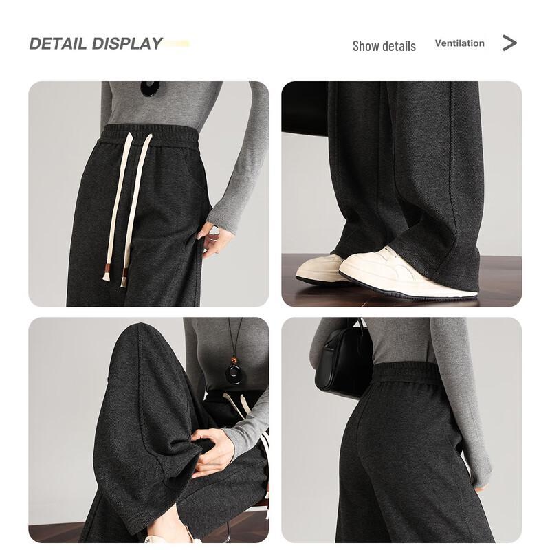 Women's Wool Blend Wide-Leg Casual Pants