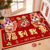 Red Chinese New Year Entrance Door Mat 2026 Year of Horse Kitchen Rug Equestrian Theme Floor Decor for Home