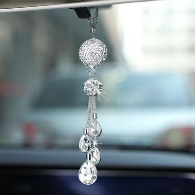 Rhinestone Auto Rearview Mirror Ornaments Bling Car Interior Hanging Decoration