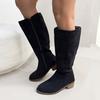 2026 European and American Thick Heel Slimming Suede Over The Knee Boots Women's Side Zipper High Heels Long Tube Fashion Boots