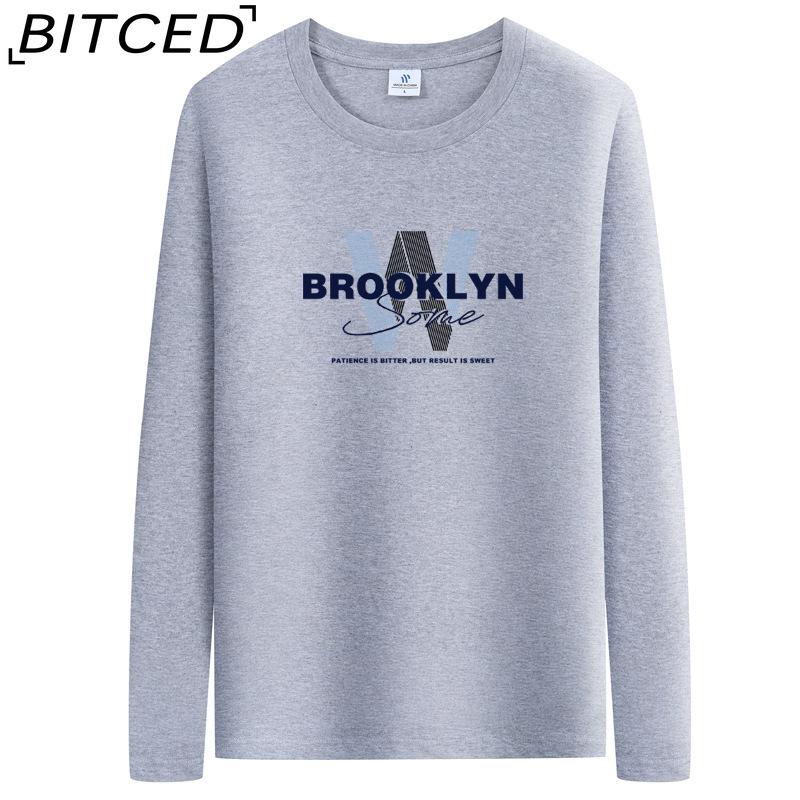 BITCED Men's Spring and Autumn Slim Trend Long-sleeved T-shirt Versatile O-neck Bottoming Shirt