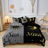 3pcs Set Sun And Moon Couples Print Duvet Cover Set Suitable For Bedroom Hotel Inn School Dormitory Can Be Used As Holiday Gifts