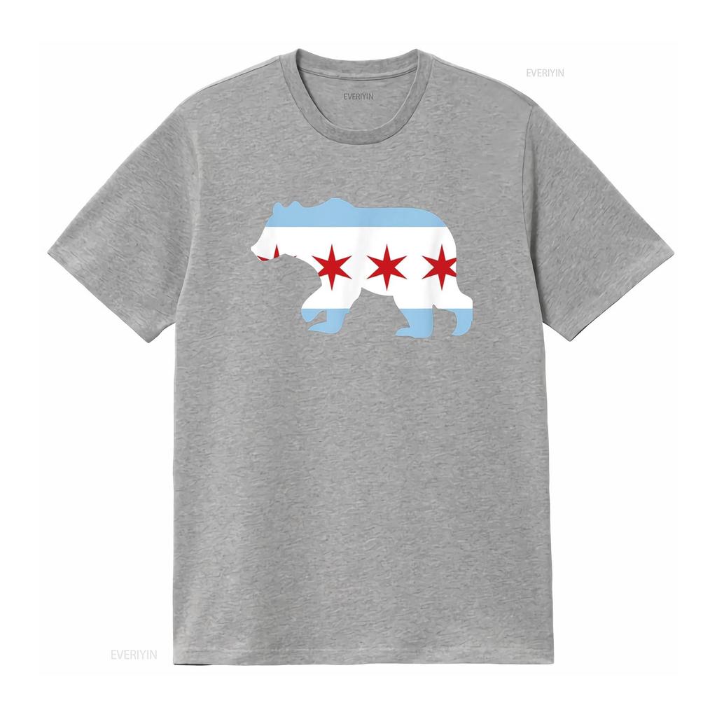 BEAR Chicago Flaggen Stadt T-Shirt vintage gewaschen leicht vielseitig Unisex Mann bequem atmungsaktiv weich Mode Streetwear