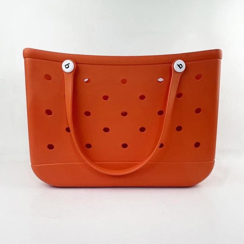 Durable Waterproof Beach Bag Storage Baskets Summer Rubber Tote Solid Color Jelly Beach Bags Sundries Organizer