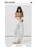 Women's Super Soft White Linen Cropped Wide-Leg Jeans - 2026 Spring/Summer Collection